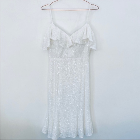 Dalia Macphee BEAUTIFUL sequin stretch flare hem midi dress NWT - Picture 6 of 16